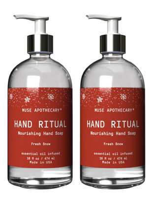 Picture of Muse Bath Apothecary Hand Ritual - Aromatic and Nourishing Hand Soap, Infused with Natural Aromatherapy Essential Oils - 16 oz, Fresh Snow, 2 Pack