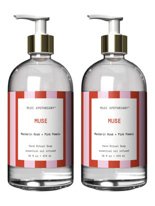 Picture of Muse Apothecary Hand Ritual - Aromatic and Nourishing Hand Soap, Infused with Natural Aromatherapy Essential Oils - Great Valentine's Day Gift - 16 oz, Mandarin Rosè + Pink Pomelo, 2 Pack