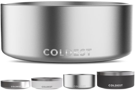 Picture of Coldest Dog Bowl, Anti Rust Metal & Non Slip Dog Bowls Large, Spill Proof Heavy Duty 3 Layers Insulated Dog Bowl, Food & Water Bowl for Dogs, Cats, Dishwasher Safe (64 oz, Polished Stainless Steel)