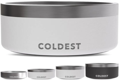 Picture of Coldest Dog Bowl - Anti Rust Metal & Non Slip Dog Bowls Large, Spill Proof Heavy Duty 3 Layers Insulated Dog Bowl - Food and Water Bowl for Dogs, Cats & Pets, Dishwasher Safe (64 oz, Epic White)