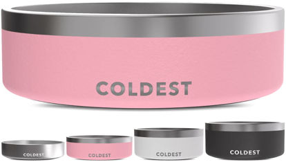 Picture of Coldest Dog Bowl - Anti Rust Metal & Non Slip Dog Bowls Large, Spill Proof Heavy Duty 3 Layers Insulated Dog Bowl - Food and Water Bowl for Dogs, Cats & Pets, Dishwasher Safe (42 oz,Cotton Candy Pink)