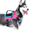 Picture of WINGOIN Tactical Dog Harness for Large Dogs, No Pull Harness with Handle Pockets Poop Bag, Reflective Dog Vest, Military Service Heavy Duty Big Dog Harness for Walking Hiking Training, Pink Blue, L