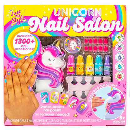 Picture of Just My Style Rainbow Unicorn Nail Art, Nail Polish Set For Kids, Unicorn Nails Kit, Great Birthday Party or Sleepover Activity, Girl’s Night Manicure Set For Kids Ages 6, 7, 8, 9