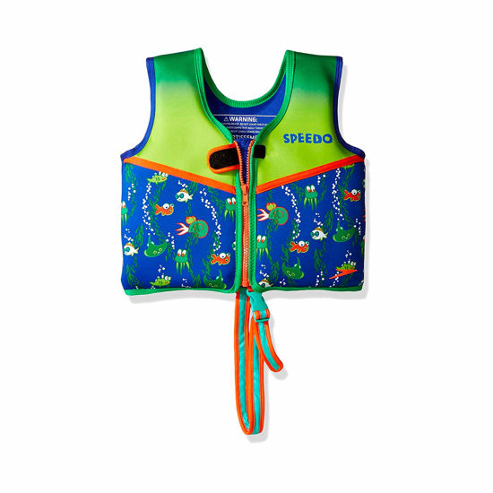 Picture of Speedo Unisex-Child Swim Flotation Classic Life Vest Begin to Swim UPF 50 Sapphire Blue Printed Medium