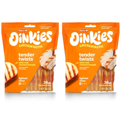 Picture of Hartz Oinkies Rawhide-Free Tender Treats Wrapped with Chicken Dog Treats Chews, 72 Count, Highly Digestible, No Artificial Flavors, Perfect for Smaller and Senior Dogs