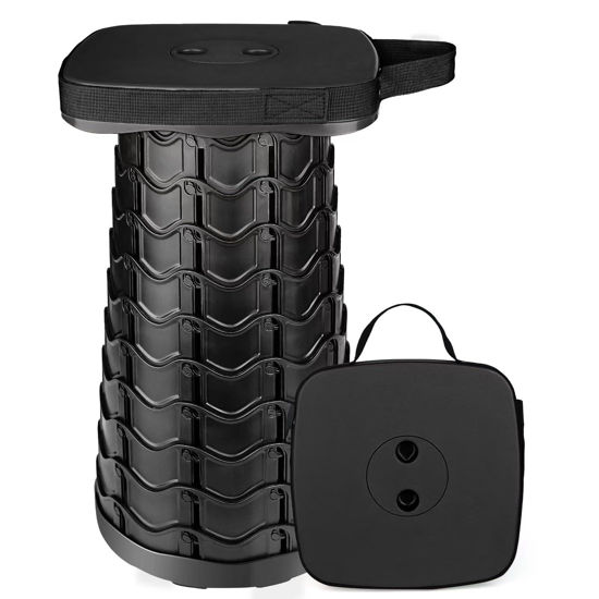 Picture of Boreeman Collapsible Stool, Square Portable Stool, Lightweight Yet More Sturdy with Load Capacity 400lbs, Upgraded Foldable Stool for Camping Fishing Hiking BBQ (Square Black)