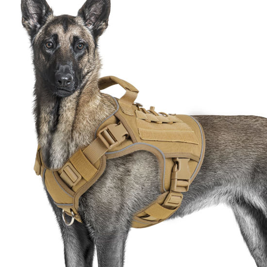 Picture of Tactical Dog Harness Vest with Handle for Large Medium Dogs No Pull Adjustable Reflective K9 Military Service Pet Harnesses for Walking Hiking Training (M)