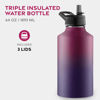 Picture of FineDine Triple Walled, Insulated Water Bottles with Straw - 64 Oz Stainless Steel Metal Bottle W/ 3 Leak Proof Lids - For Travel, School, Sports, Gym / Men, Women & Kids - Dreamy Purple