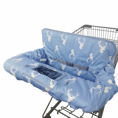 Picture of Shopping Cart Cover for Baby boy Girl, Non-Slip Design Cart Covers for Babies, Infant Cotton High Chair Cover, Machine Washable, Toddler Grocery Cover (Navy Deer)