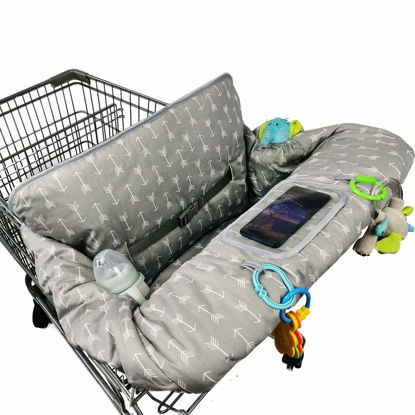 Picture of ICOPUCA Shopping Cart Cover for Baby boy Girl, Anti Slip Design, Cotton High Chair Cover, Machine Washable for Infant, Toddler, Grocery Cover (Grey)