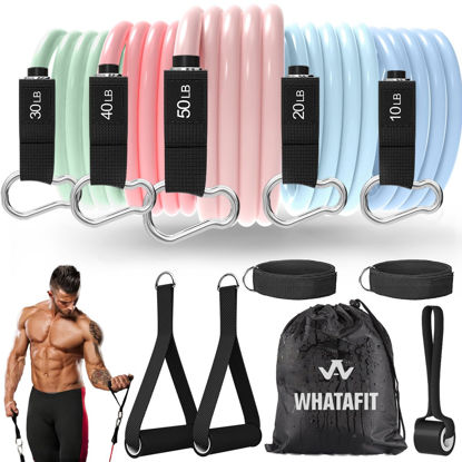 Picture of WHATAFIT Resistance Bands, Exercise Bands，Resistance Bands for Working Out, Work Out Bands with Handles for Men and Women Fitness, Strength Training Home Gym Equipment