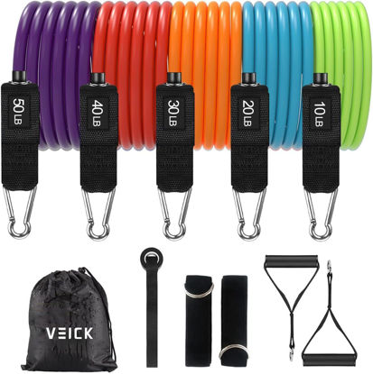 Picture of VEICK Resistance Bands, Exercise Bands, Workout Bands, Resistance Bands for Working Out with Handles for Men and Women, Exercising Bands for Fitness Weights Work Out at Home