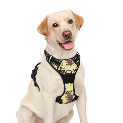 Picture of BARKBAY No Pull Dog Harness Large Step in Reflective Dog Harness with Front Clip and Easy Control Handle for Walking Training Running(Desert camo,L)