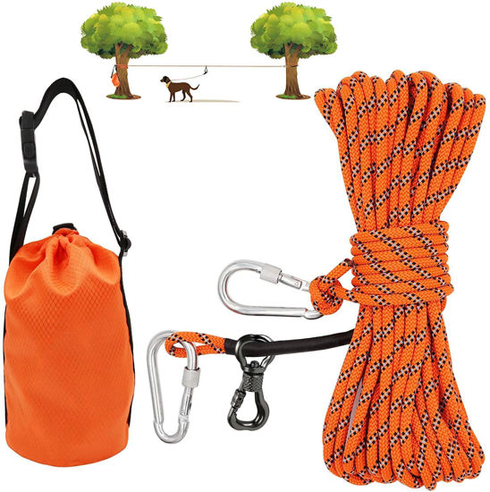 Picture of XiaZ Dog Tie Out Cable for Camping, 100ft Portable Overhead Trolley System for Dogs up to 200lbs，Dog Lead for Yard, Camping, Parks, Outdoor Events,5 min Set-up