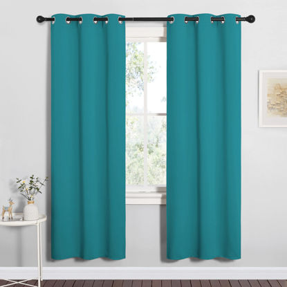 Picture of NICETOWN Room Darkening Curtains 72 inch Length 2 Panels, Thermal Insulated Grommet Blackout Curtains for Modern Casual Elegant Bedroom Kids Room Theme Decoration (Peacock Teal, 2 Pieces, W34)