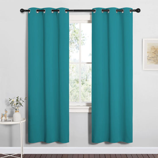 Picture of NICETOWN Room Darkening Curtains 72 inch Length 2 Panels, Thermal Insulated Grommet Blackout Curtains for Modern Casual Elegant Bedroom Kids Room Theme Decoration (Peacock Teal, 2 Pieces, W34)