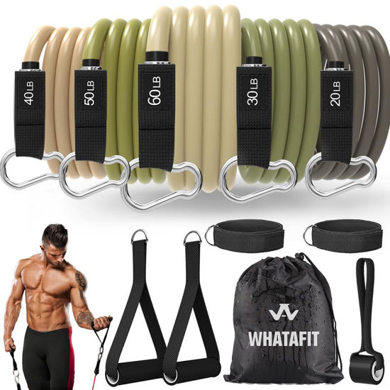 Picture of WHATAFIT Resistance Bands, Exercise Bands，Resistance Bands for Working Out, Work Out Bands with Handles for Men and Women Fitness, Strength Training Home Gym Equipment