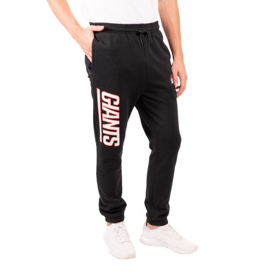 Picture of Ultra Game NFL Men's Active Super Soft Fleece Game Day Jogger Sweatpants, New York Giants, Black, Small