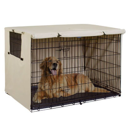 Picture of Explore Land 36 inches Dog Crate Cover - Durable Polyester Pet Kennel Cover Universal Fit for Wire Dog Crate (Light Tan)