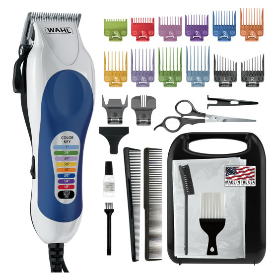 Picture of Wahl Clipper USA Color Pro Complete Haircutting Kit with Easy Color Coded Guide Combs - Corded Clipper for Hair clipping & Grooming Men, Women, & Children - Model 79300-1001M