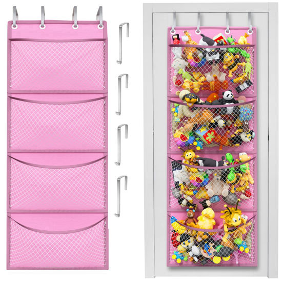 Picture of Storage for Stuffed Animal - Over Door Organizer for Stuffies, Baby Accessories, and Toy Plush Storage / Easy Installation with Breathable Hanging Storage Pockets Big Girls Chair Toddler Large Bag