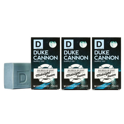 Picture of Duke Cannon Big Brick of Soap Midnight Swim - Refreshing Aquatic Scent with Green Top Notes, 10 oz Men's Soap Bar (Pack of 3)