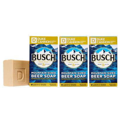 Picture of Duke Cannon Busch Beer Soap For Men | Refreshing Clean Sandalwood Scent | Infused w/Real Busch Beer | 10 oz Bar, 2-3x Larger | Rugged Yet Refined Cleansing Experience