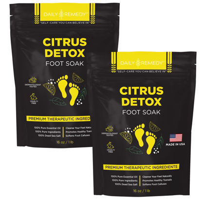 Picture of Citrus Detox Foot Soak with Epsom Salt - Pack of 2 - Removes Foot Callus, Boost Immune, Helps Treat Athletes Foot, Inflammation, Tired, Aching Feet and Toenail inflammation