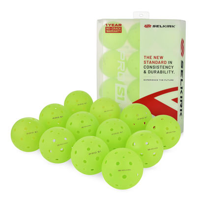 Picture of Selkirk Pro S1 Ball | Crack-Resistant | 38 Hole Outdoor Pickleball Balls | USAPA Approved Pickle Ball for Tournament Play | Advanced Aerodynamics | 12 Pack Pickleballs |