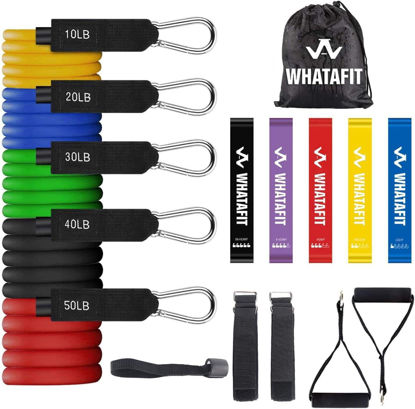 Picture of WHATAFIT Resistance Bands, Exercise Bands，Resistance Bands for Working Out, Work Out Bands with Handles for Men and Women Fitness, Strength Training Home Gym Equipment