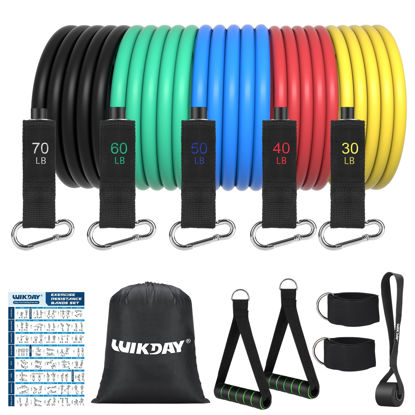 Picture of WIKDAY Exercise Resistance Bands with Handles for Working Out, 150/200/250/300 Lbs Workout Bands Set with Door Anchor for Physical Therapy, Yoga, Pilates