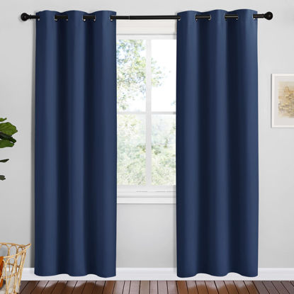 Picture of NICETOWN Blackout Draperies Curtains, Navy, 1 Pair, 42 x 78 inches, All Season Thermal Insulated Solid Grommet Top Blackout Curtains/Drapes for Kid's Room