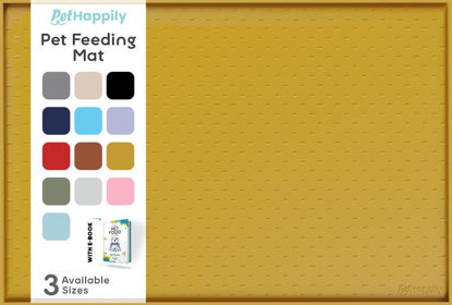 Picture of PetHappily Dog Food Mat - 28x18” Large Silicone Pet Food Mat, Raised Edges Dog Mat for Food and Water Prevent Spill, Waterproof Cat Food Mat Protect Floors, Easy Clean Dog Bowl Mats for Food and Water