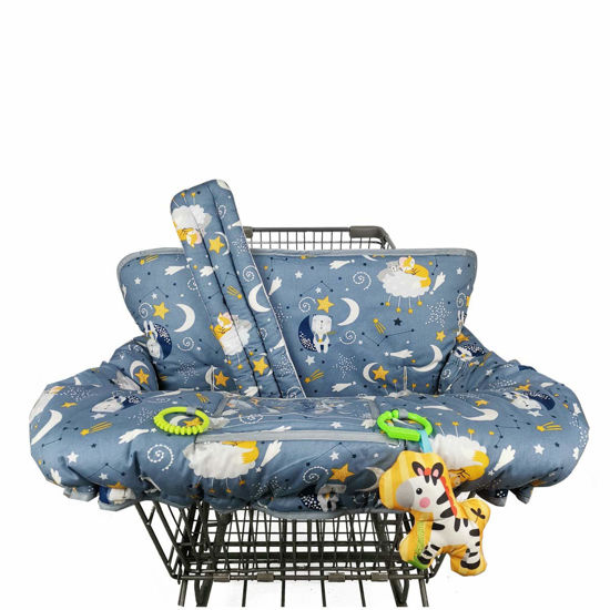 Picture of Shopping cart Cover, cart Cover for Babies, Padded high Chair Cover, Bonus Split Reversible seat Cushion, Cell Phone Pouch, Collection Pocket, Neutral for boy or Girl