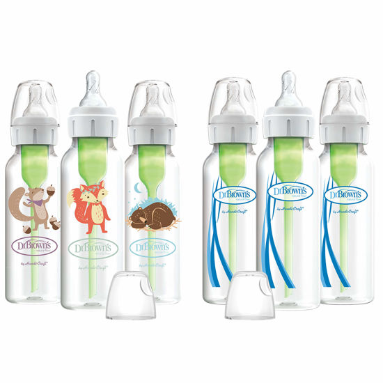 Picture of Dr. Brown’s Natural Flow® Anti-Colic Options+™ Narrow Baby Bottles 8 oz/250 mL, with Level 1 Slow Flow Nipple, 6 Pack, 0m+ Woodland Animals Gift Set