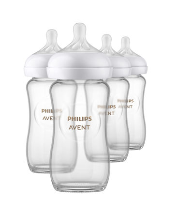 Picture of Philips AVENT Glass Natural Baby Bottle with Natural Response Nipple, Clear, 8oz, 4pk, SCY913/04