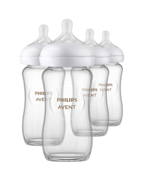 Picture of Philips AVENT Glass Natural Baby Bottle with Natural Response Nipple, Clear, 8oz, 4pk, SCY913/04