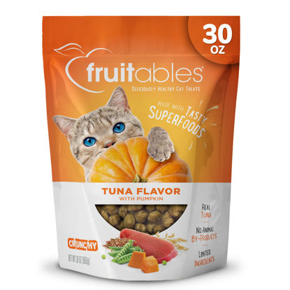 Picture of Fruitables Cat Treats - Crunchy Treats for Cats - Healthy Low Calorie Treats Packed with Protein - Free of Wheat, Corn and Soy - Made with Real Tuna with Pumpkin - 30 Ounces