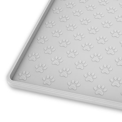 Picture of Ptlom Dog Food Mat Anti-Slip Dog Bowl Mats for Food and Water, High-Lips Dog Feeding Mat Waterproof Pet Placemat Prevent Messy Spills to Floor, Silicone Puppy Tray for Small Medium Large Dogs Cats