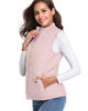 Picture of Fuinloth Women's Quilted Vest, Stand Collar Lightweight Zip Padded Gilet Light Pink XL