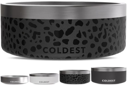 Picture of Coldest Dog Bowl - Anti Rust Metal & Non Slip Dog Bowls Large, Spill Proof Heavy Duty 3 Layers Insulated Dog Bowl - Food and Water Bowl for Dogs, Cats & Pets, Dishwasher Safe (64 oz, Black Leopard)