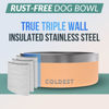 Picture of Coldest Dog Bowl - Anti Rust Metal & Non Slip Dog Bowls Large, Spill Proof Heavy Duty 3 Layers Insulated Dog Bowl - Food and Water Bowl for Dogs, Cats & Pets, Dishwasher Safe (64 oz, Sahara Peach)