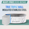 Picture of Coldest Dog Bowl - Anti Rust Metal & Non Slip Dog Bowls Large, Spill Proof Heavy Duty 3 Layers Insulated Dog Bowl - Food and Water Bowl for Dogs, Cats & Pets, Dishwasher Safe (64 oz, Carrara Marble)