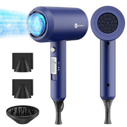 Picture of Slopehill Professional Ionic Hair Dryer, Powerful 1800W Fast Drying Low Noise Blow Dryer with 2 Concentrator Nozzle 1 Diffuser Attachments for Home Salon Travel (Prussian Blue)