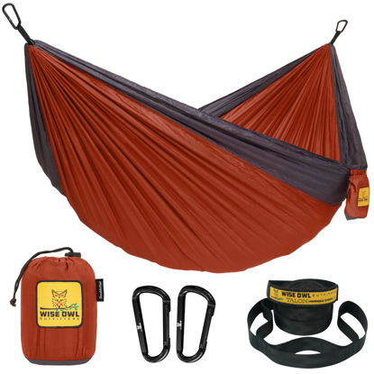 Picture of Wise Owl Outfitters Camping Hammock - Camping Essentials, Portable Hammock w/Tree Straps, Single or Double Hammock for Outside, Hiking, and Travel