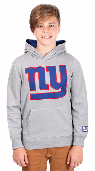 Picture of Ultra Game NFL Boys Extra Soft Fleece Pullover Hoodie Sweatshirt, New York Giants, Heather Gray, 10-12