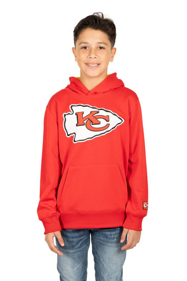 Picture of Ultra Game NFL Boys Extra Soft Fleece Pullover Hoodie Sweatshirt, Kansas City Chiefs, Team Color, 18-20