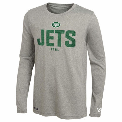 Picture of New Era NFL Men's Grids Dri-Tek Cool Grey Long Sleeve T-Shirt, Adult Football Tagless T-Shirt, New York Jets, Small