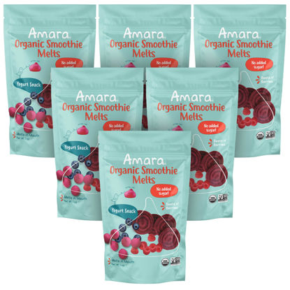 Picture of Amara Smoothie Melts - Beets n' Berries - Baby Snacks Made With Fruits and Vegetables - Healthy Toddler Snacks For Your Kids Lunch Box - Organic Yogurt Melts - 6 Resealable Bags