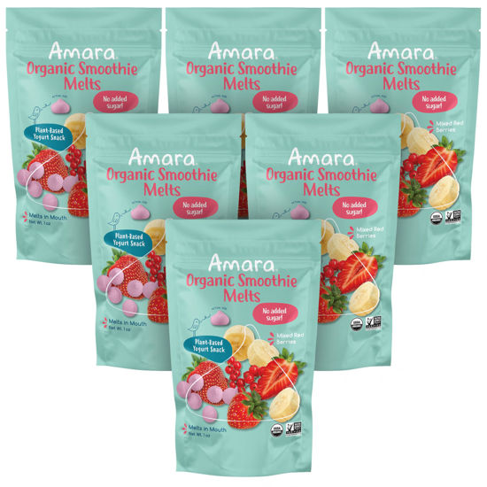 Picture of Amara Smoothie Melts - Mixed Red Berries - Baby Snacks Made With Fruits and Vegetables - Healthy Toddler Snacks For Your Kids Lunch Box - Organic Plant Based Yogurt Melts - 6 Resealable Bags